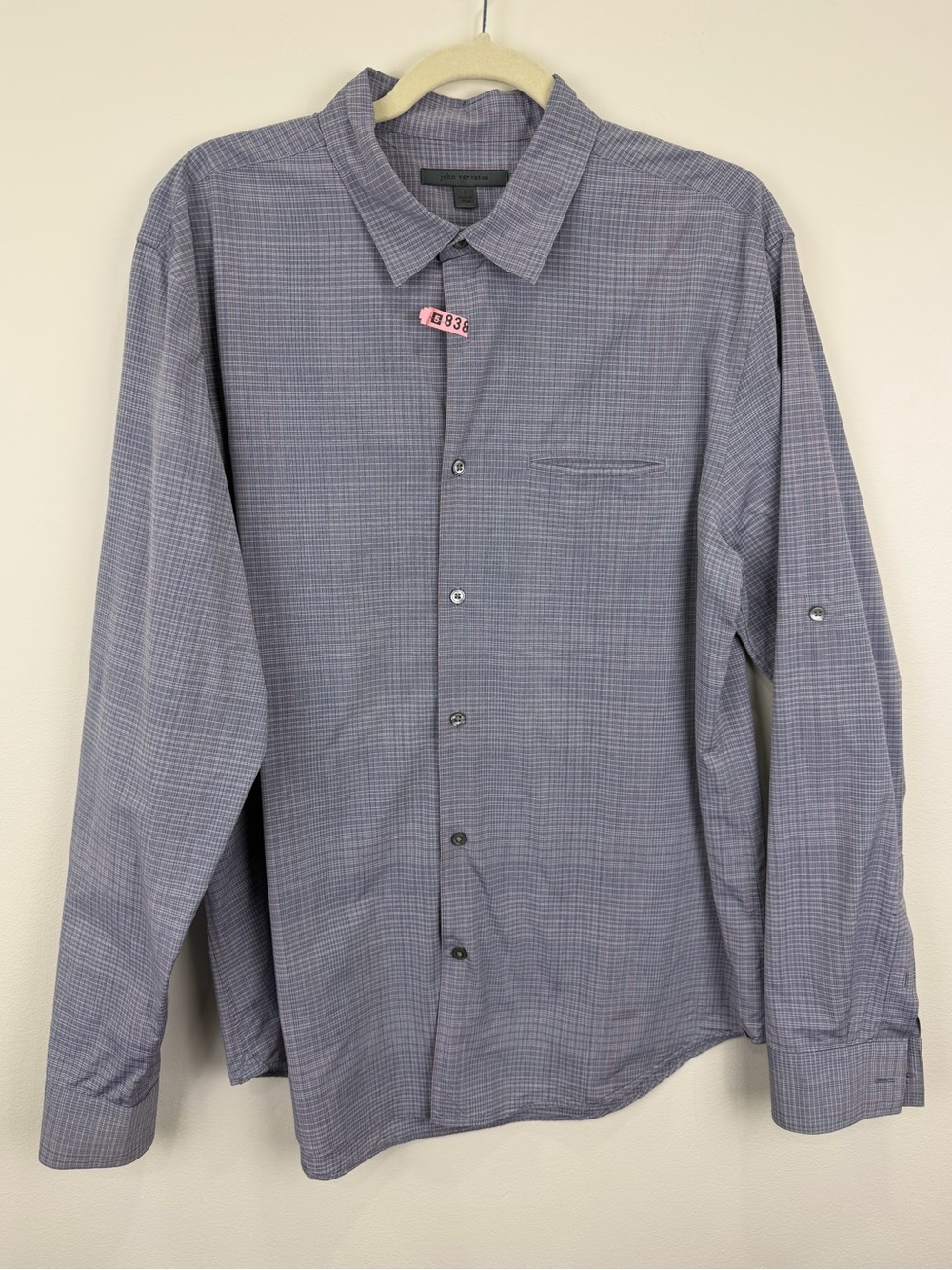 John Varvatos Charcoal Micro-Check Dress Shirt